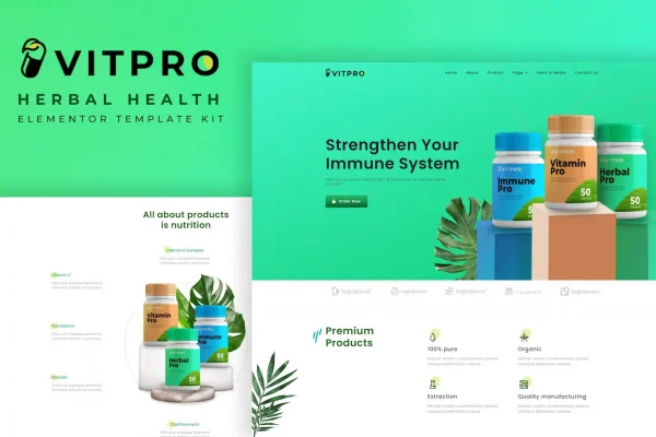 Vitpro – Herbal Health Elementor Template kit