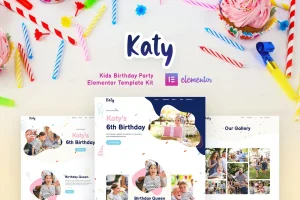 Katy – Kids Birthday Party Planner & Invitation Elementor Template Kit